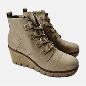 MIA Sand Beige Caitlyn Wedge Ankle Boots Size 8